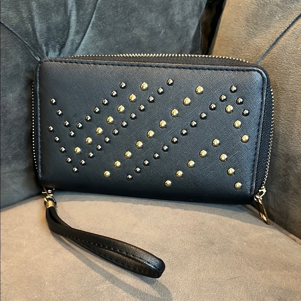 Black Studded Wristlet Wallet